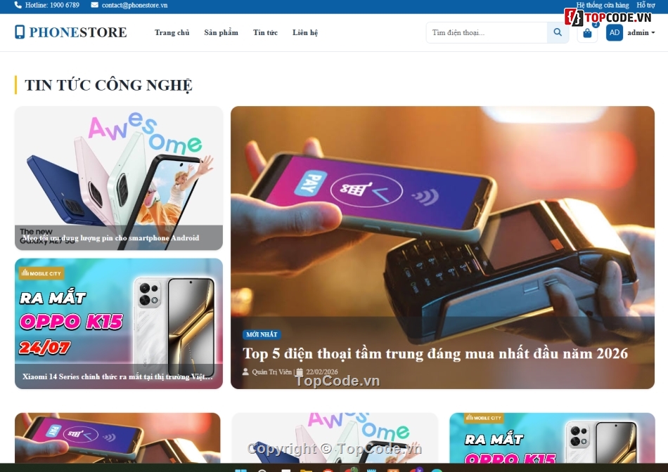 Website php,php mysql,bán điện thoại php my sql